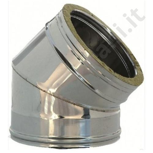 3306055214120 - CURVA A 45° IN ACCIAIO INOX AISI 316L DOPPIA PARETE DIAMETRO 200/250